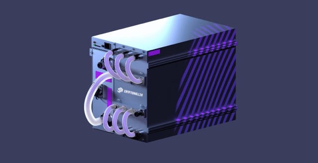 Hydro-Miner mit Wasseranschlüssen als 3D-Rendering - Cryptohall24