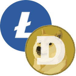 Litecoin + Dogecoin logo - Cryptohall24