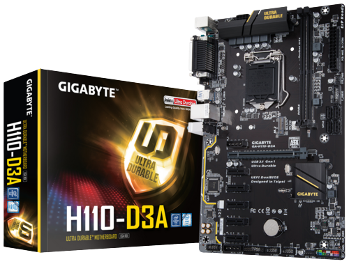 Gigabyte GA-H110-D3A: packaging and mining motherboard - Cryptohall24