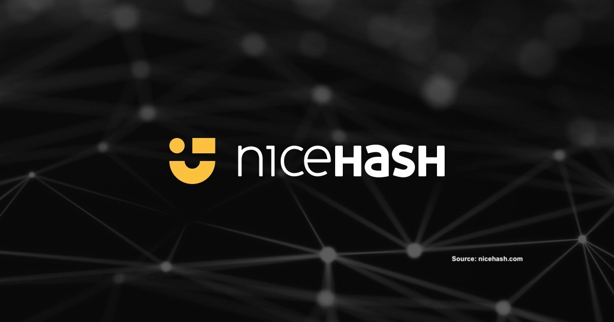 NiceHash Mining-Plattform Logo auf Netzwerk-Grafik - Cryptohall24