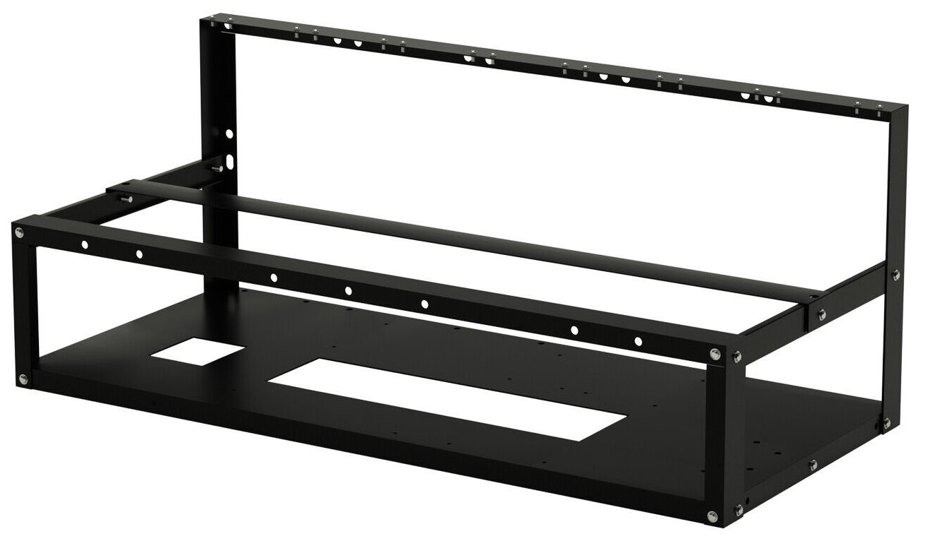 Leeres Mining-Rig-Frame aus Metall für den Aufbau mehrerer Grafikkarten - Cryptohall24