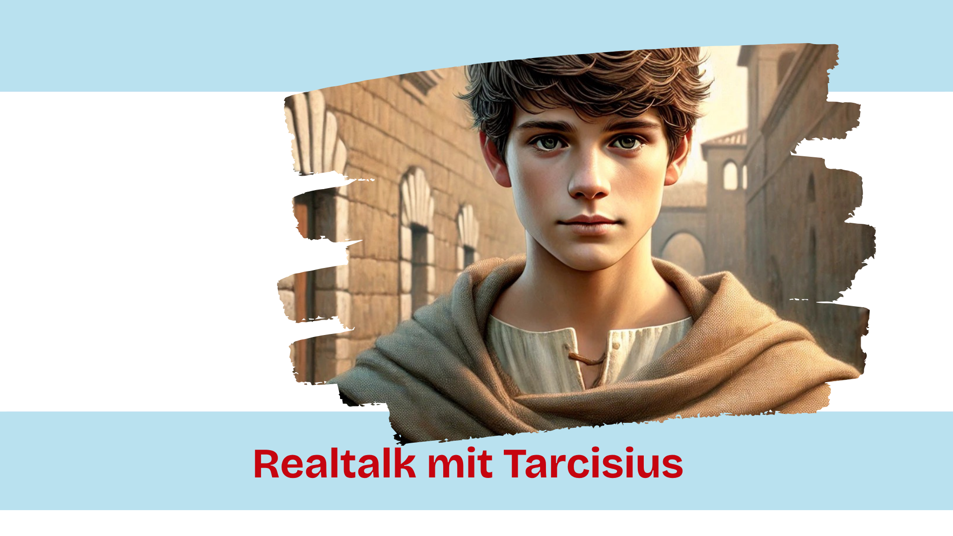 Ein Junge aus der Antike schaut den Betrachter frontal an