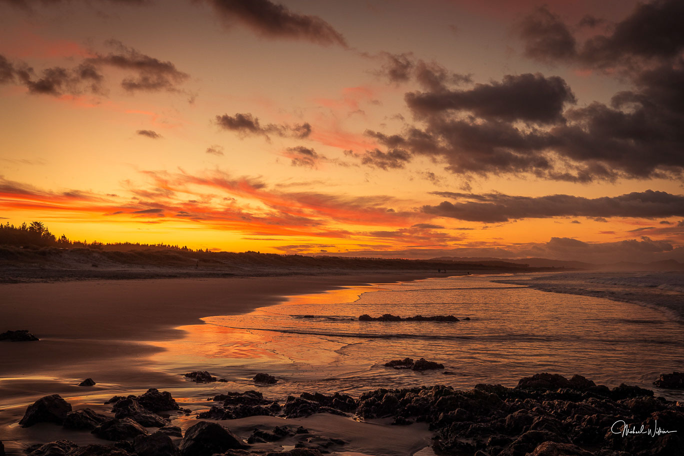 Te Arai beach Northland New Zealand at sunset
