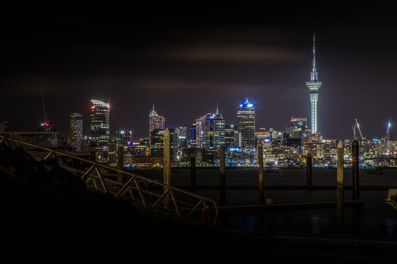 Auckland city skyline at night