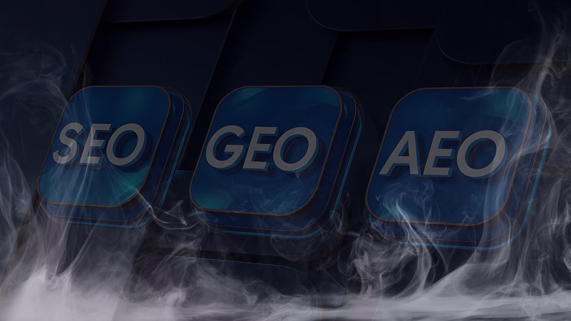 Comparison visual showing the relationship between SEO, AEO, and GEO, highlighting how each discipline supports discovery, answers, and AI-driven recommendations.