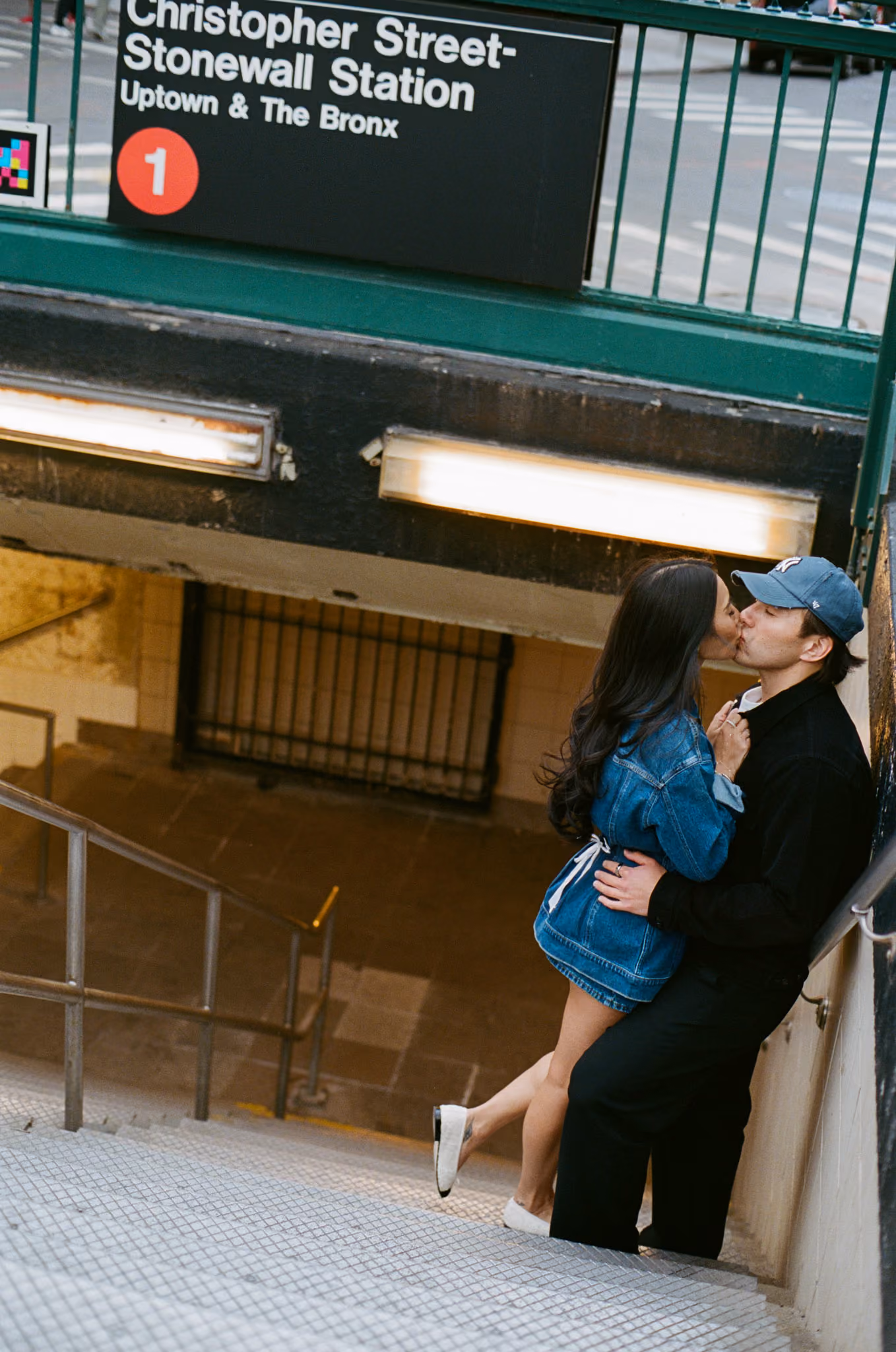 candid couples photography in the west village, nyc - 35mm film engagement photography
