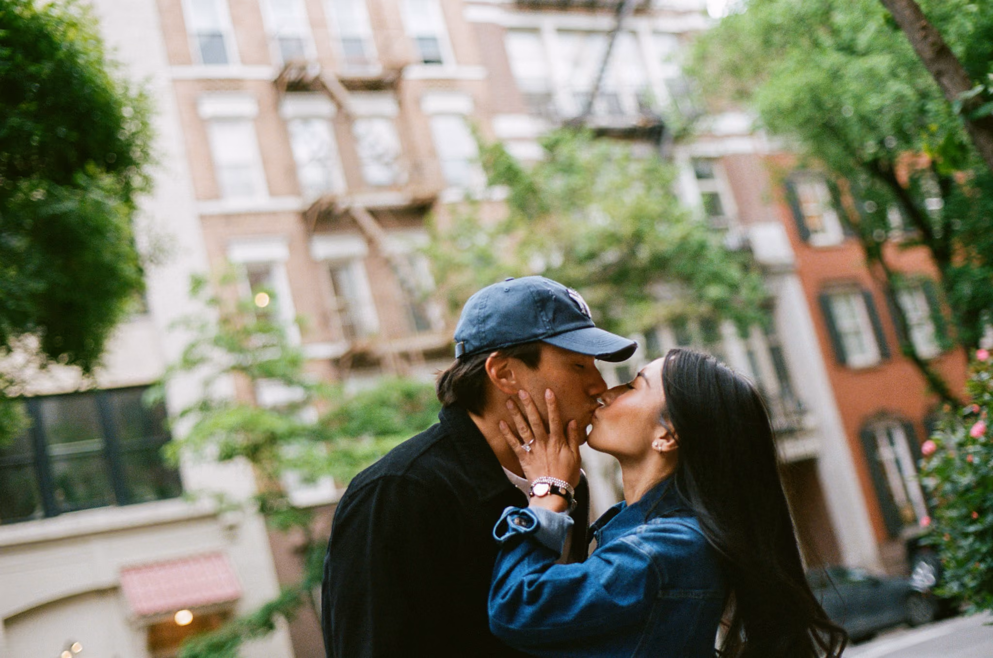 candid couples photography in the west village, nyc - 35mm film engagement photography