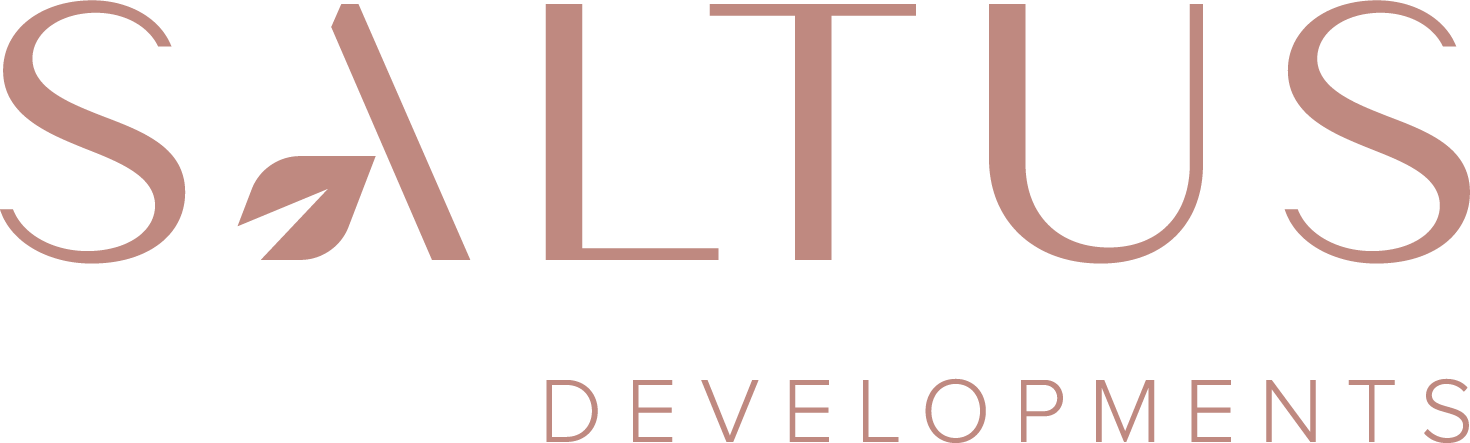 Saltus Developments logo in salmon colour