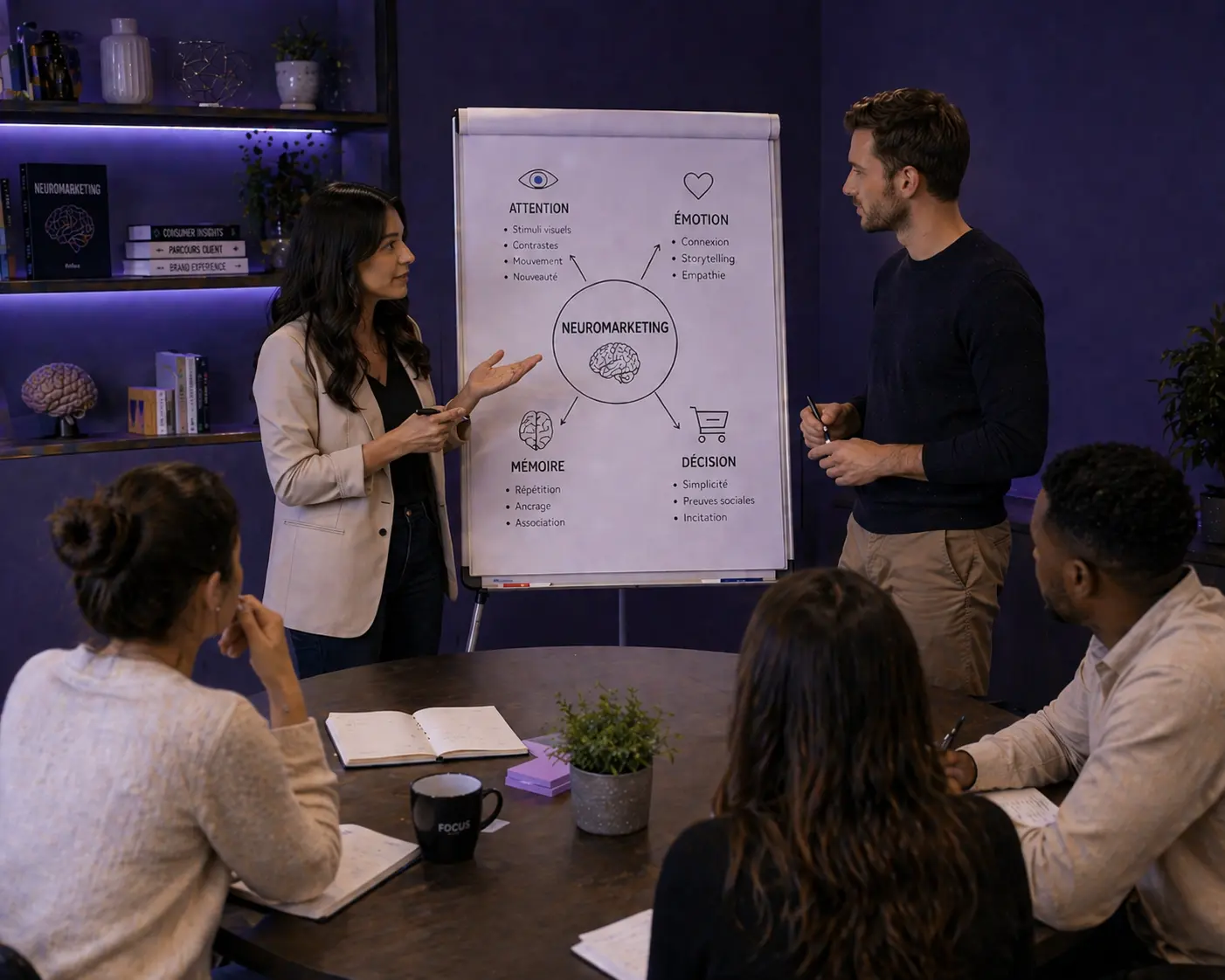Atelier de neuromarketing animé en entreprise : formation des équipes marketing à la psychologie du consommateur.