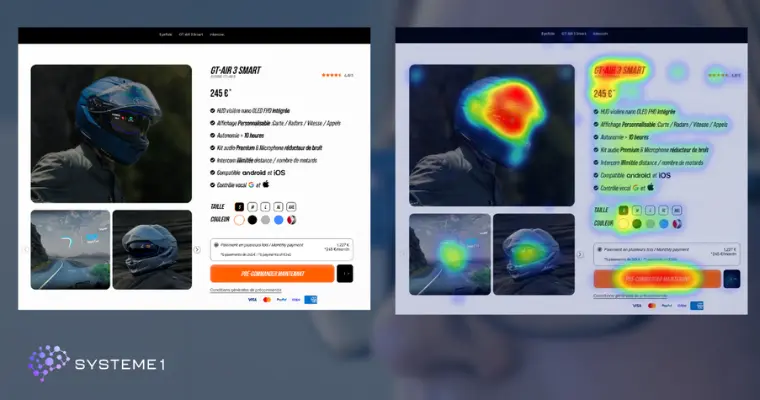 Analyse heatmap eye-tracking d'une page produit e-commerce : zones d'attention du consommateur en neuromarketing.