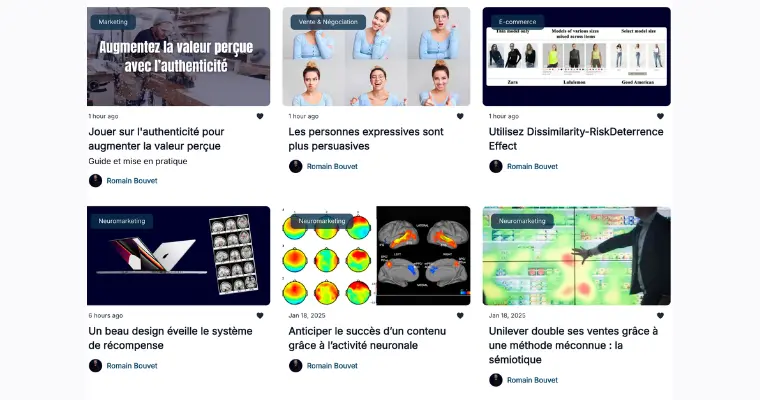 Newsletter neuromarketing : sélection mensuelle d'articles scientifiques en psychologie du consommateur et neurosciences appliquées.