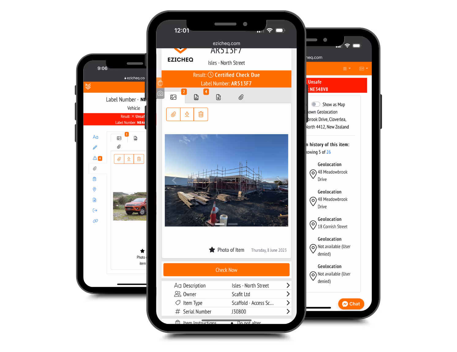 Inspect item, check history to see who, what and when inspections were completed. Access item specific information by adding PDF documentation etc.