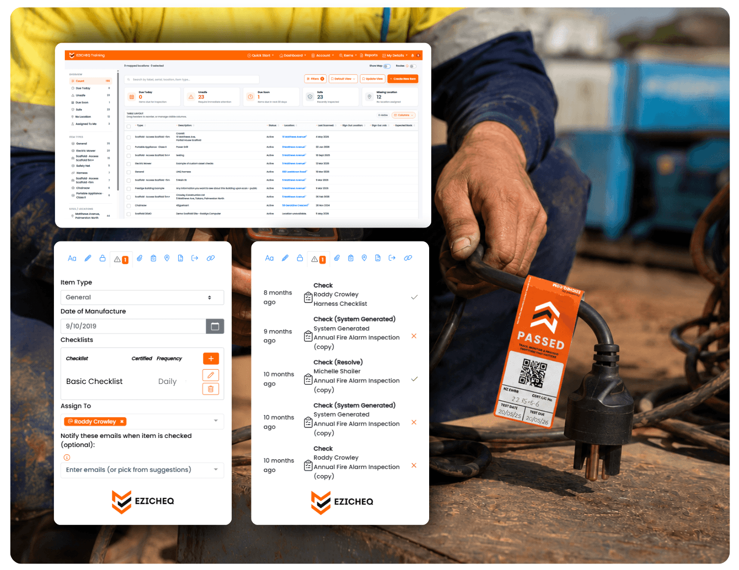 How does the EZICHEQ system work with test tagging