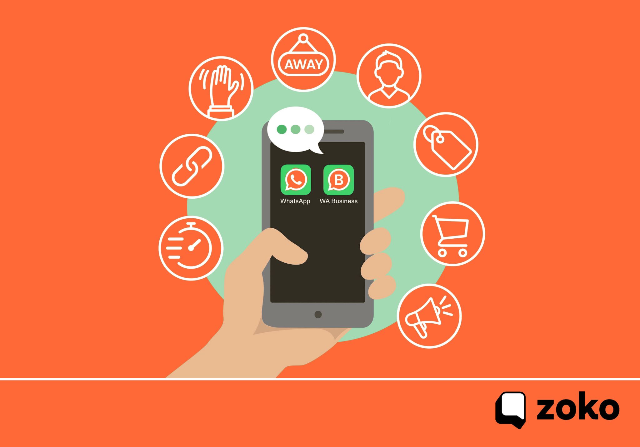 User updating and organizing business profile categories in the WhatsApp Business app.