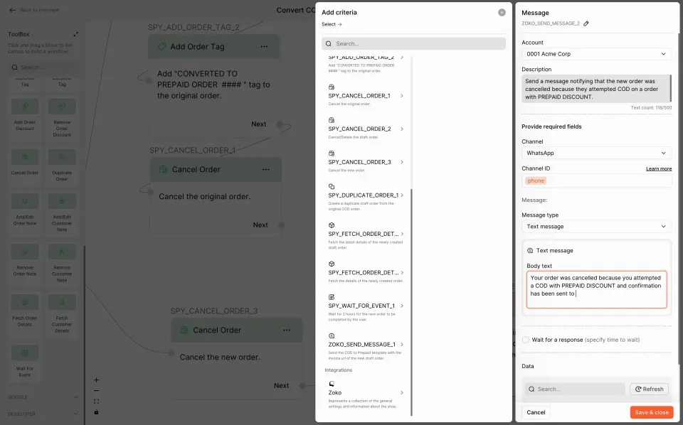 Zoko Flows builder