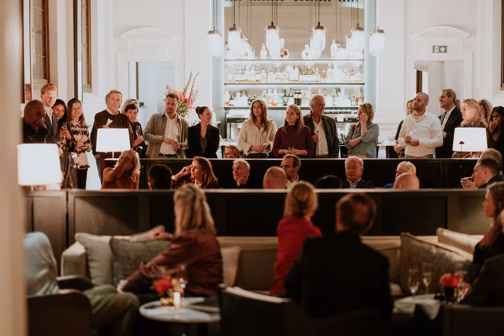 A luxurious bar filled with people