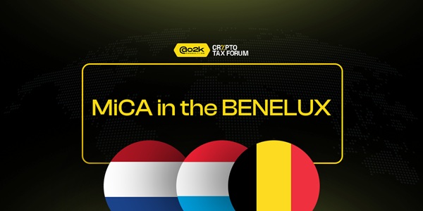 Benelux map with crypto regulation icons symbolizing MiCA implementation di