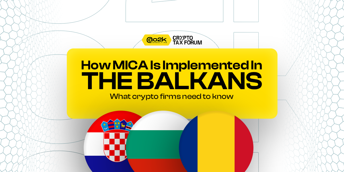 Balkans map with regulatory icons illustrating MiCA implementation in Bulga