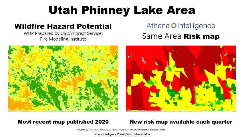 Utah Phinney Lake (East Fork Fire) burned 87,000 acres over 4 months in 2020. WHP Risk Maps did not show the risk