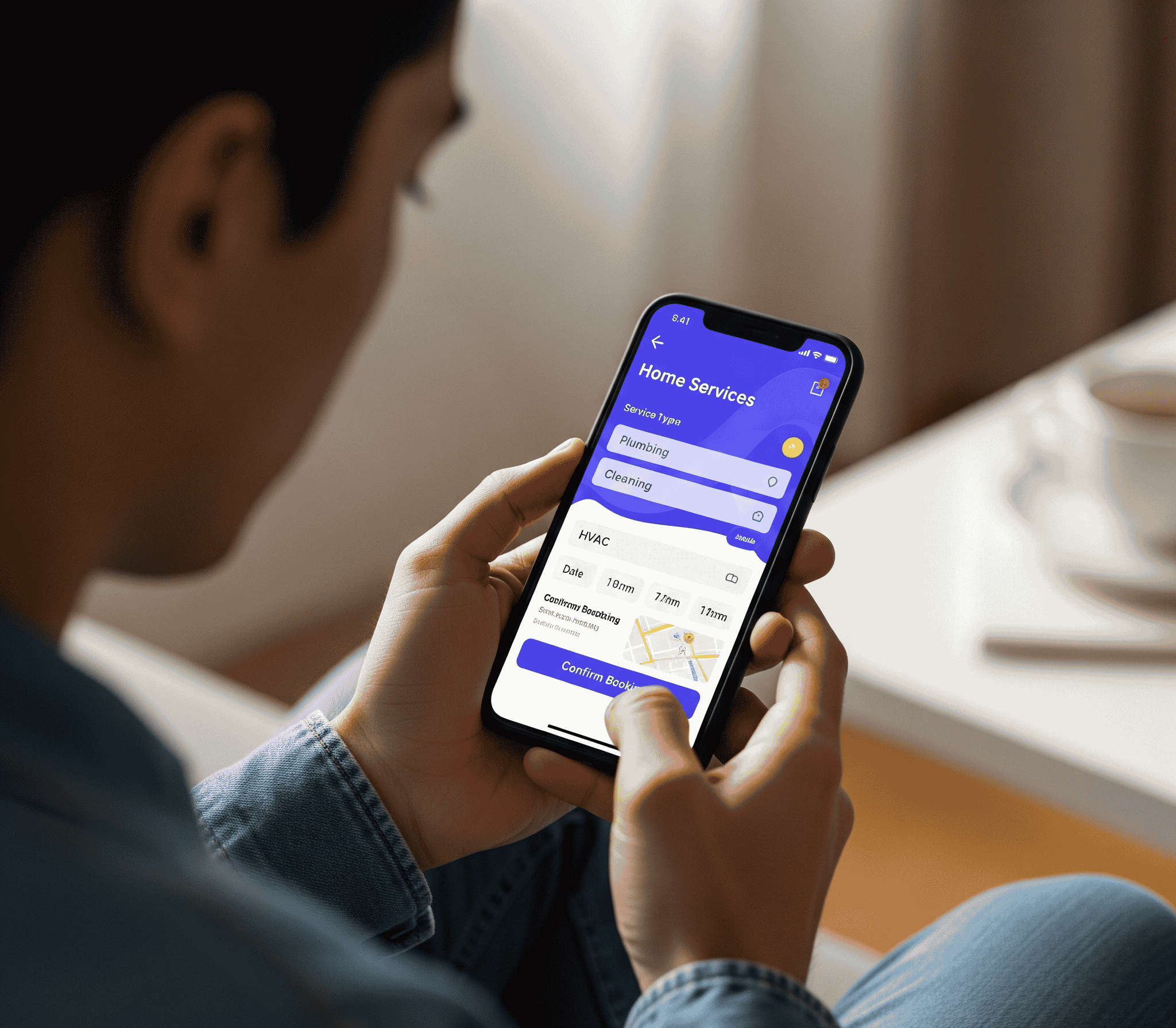 an image of a person booking a home service job