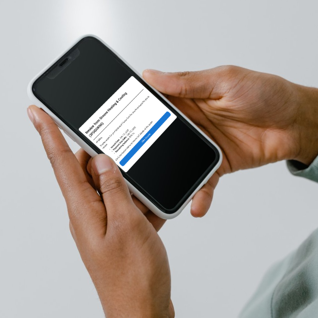 a mobile device with notification to pay invoice