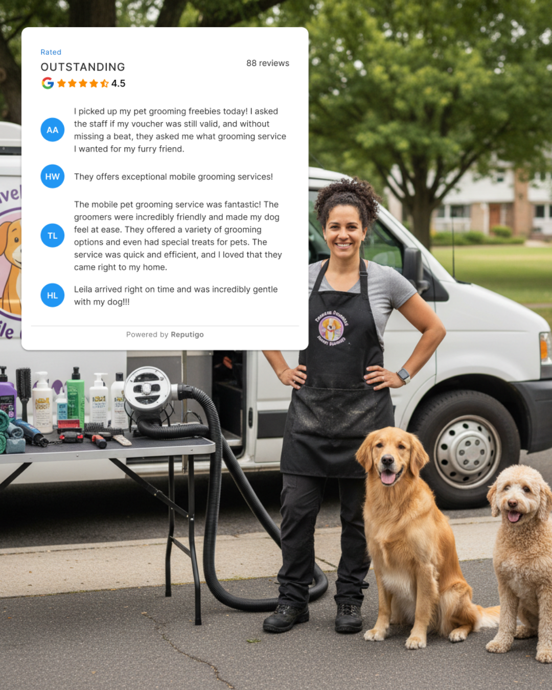 an image of a home service business owner with reviews