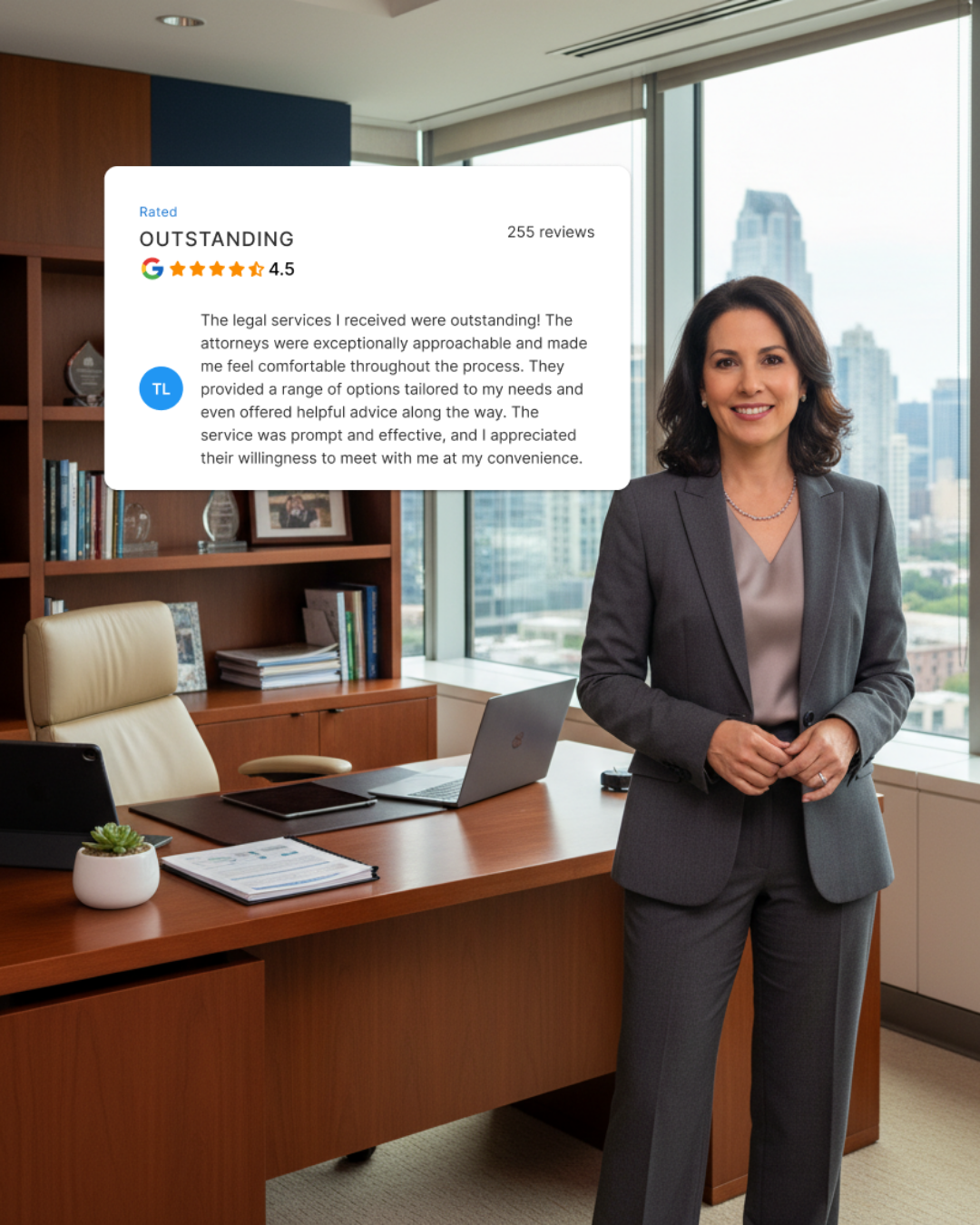 an image of a professional service business owner with reviews