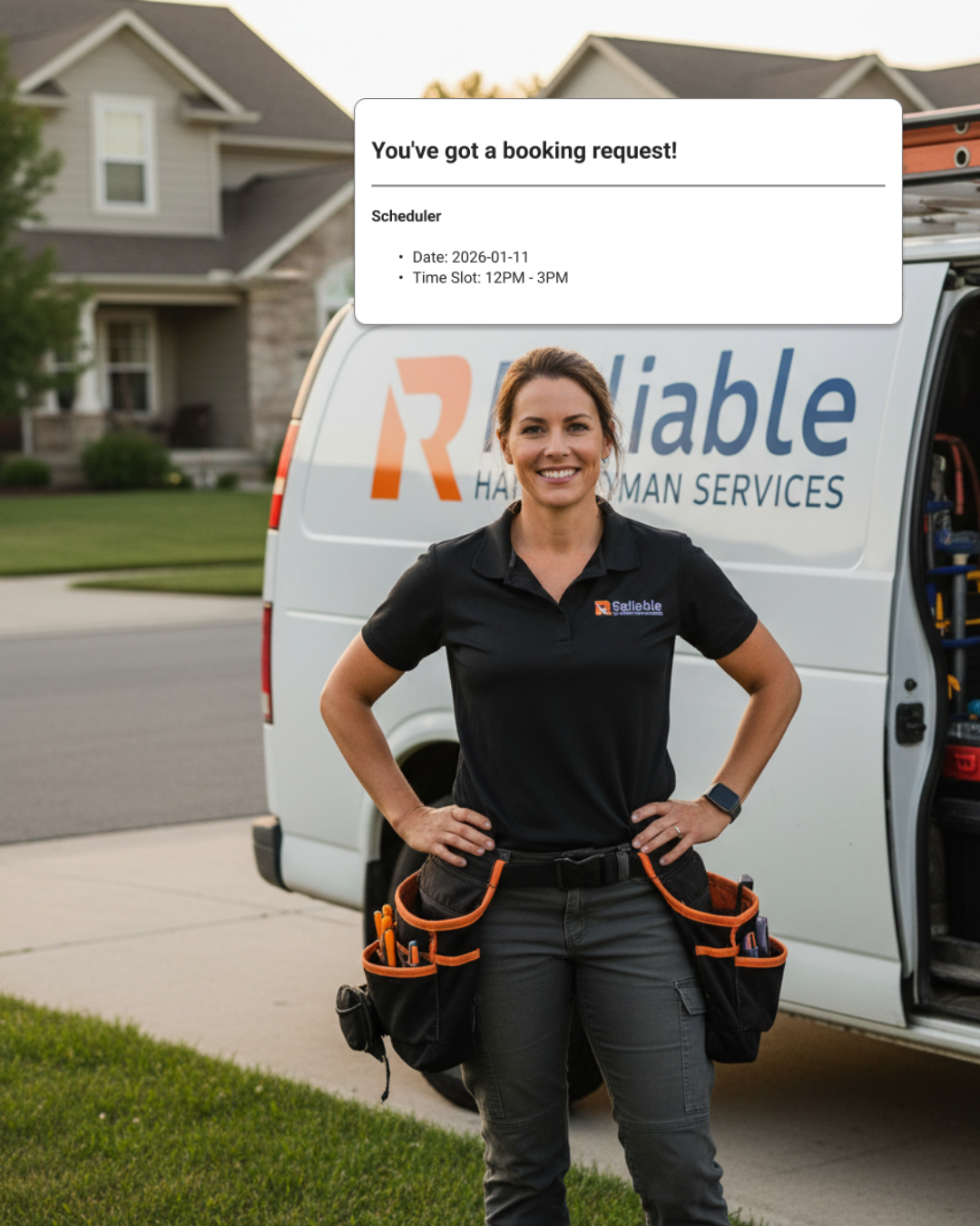 image of home service business owner receiving a booking request