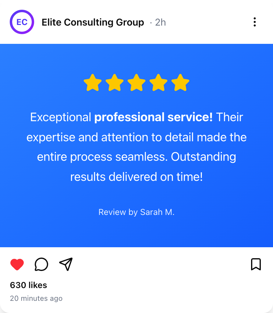 a review repurposed as a social media post