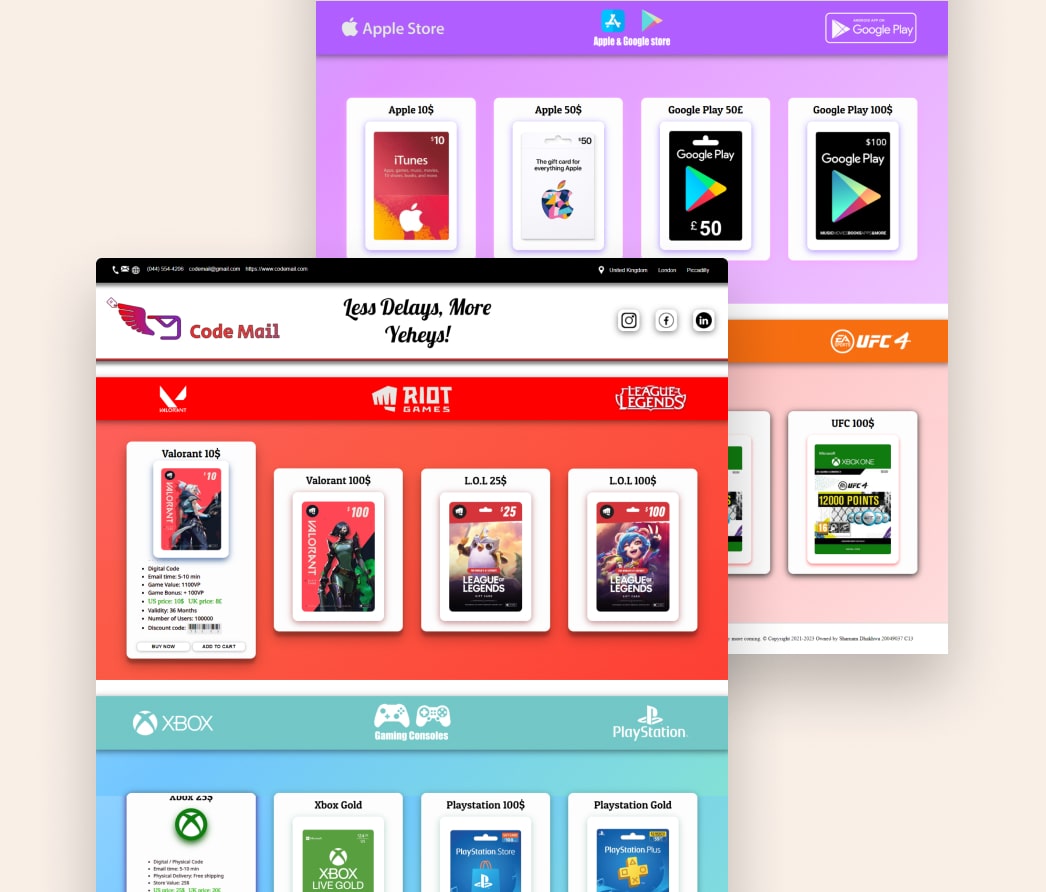 A mockup of a project