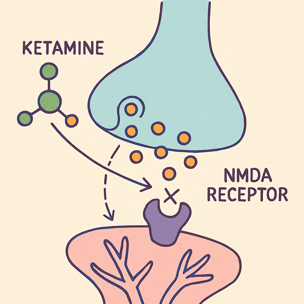 Illustration of Ketamine's Mechanism in the Brain