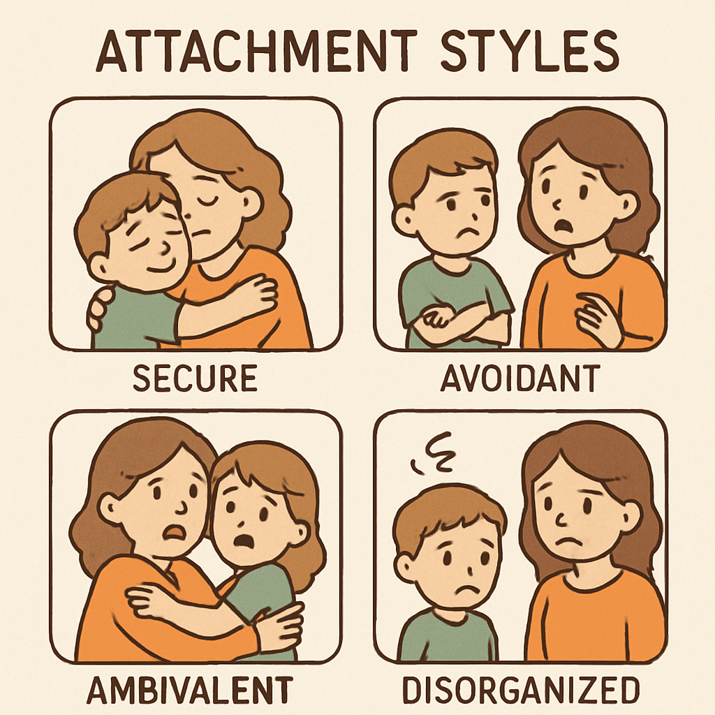 Illustration of the four attachment styles