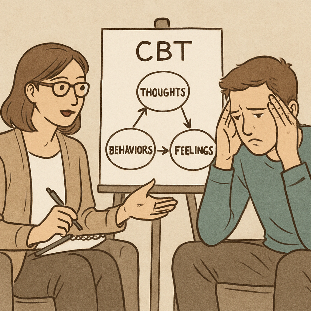 CBT therapy session showing techniques