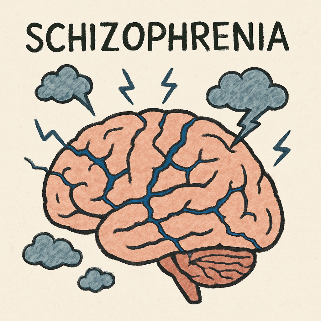 Brain illustration representing schizophrenia
