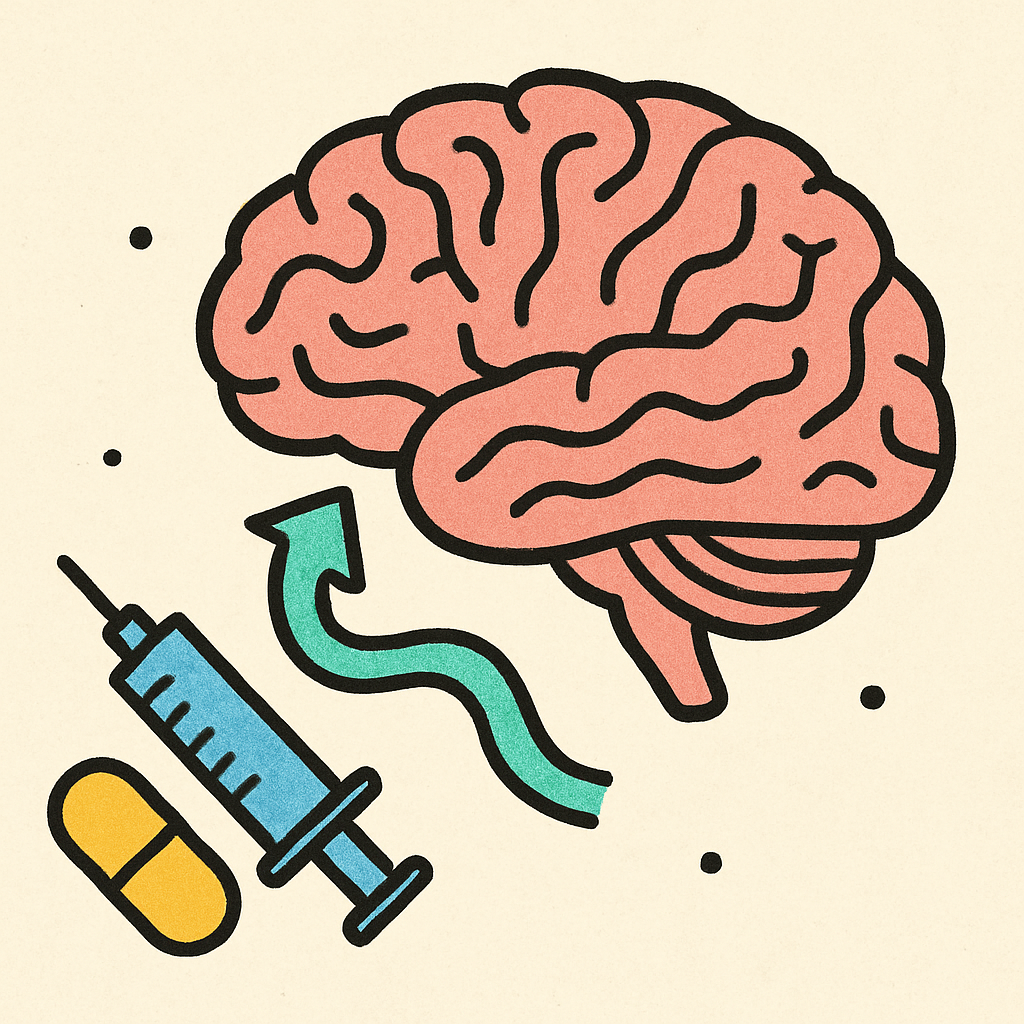 Illustration of substance interaction with the brain