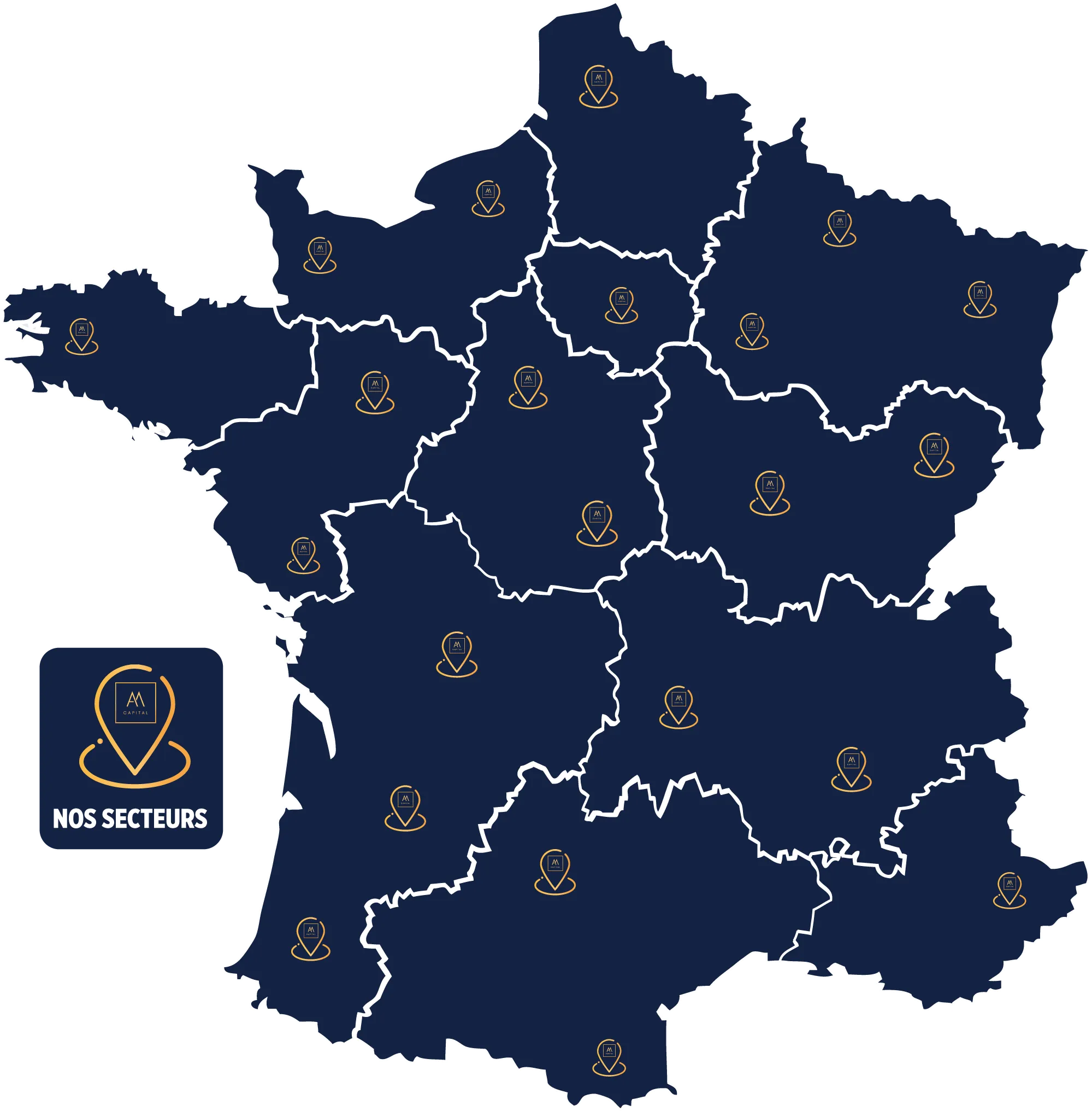 Carte de France des secteurs A&M Capital