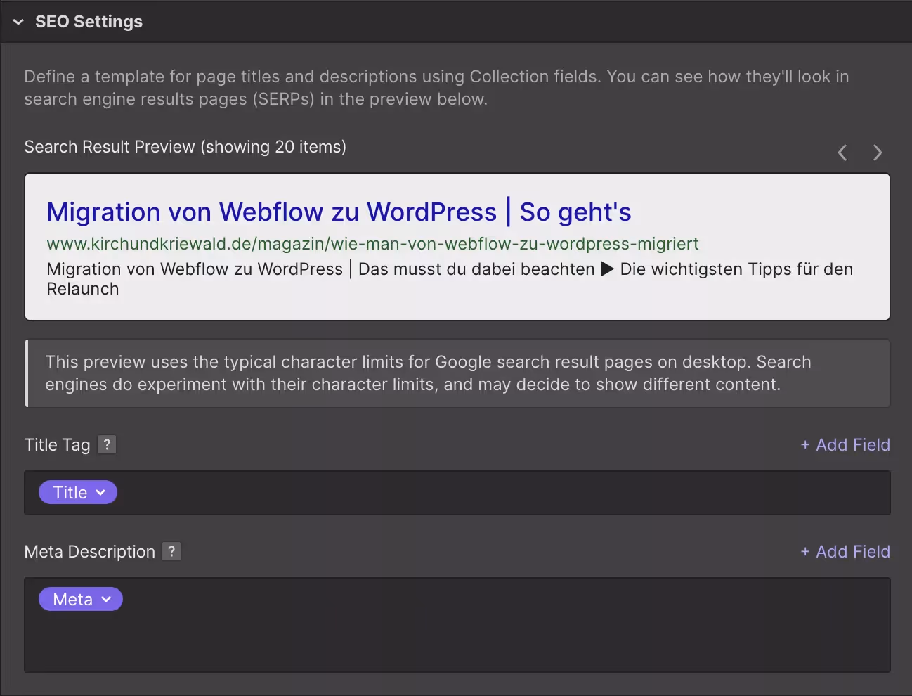 SEO Settings
