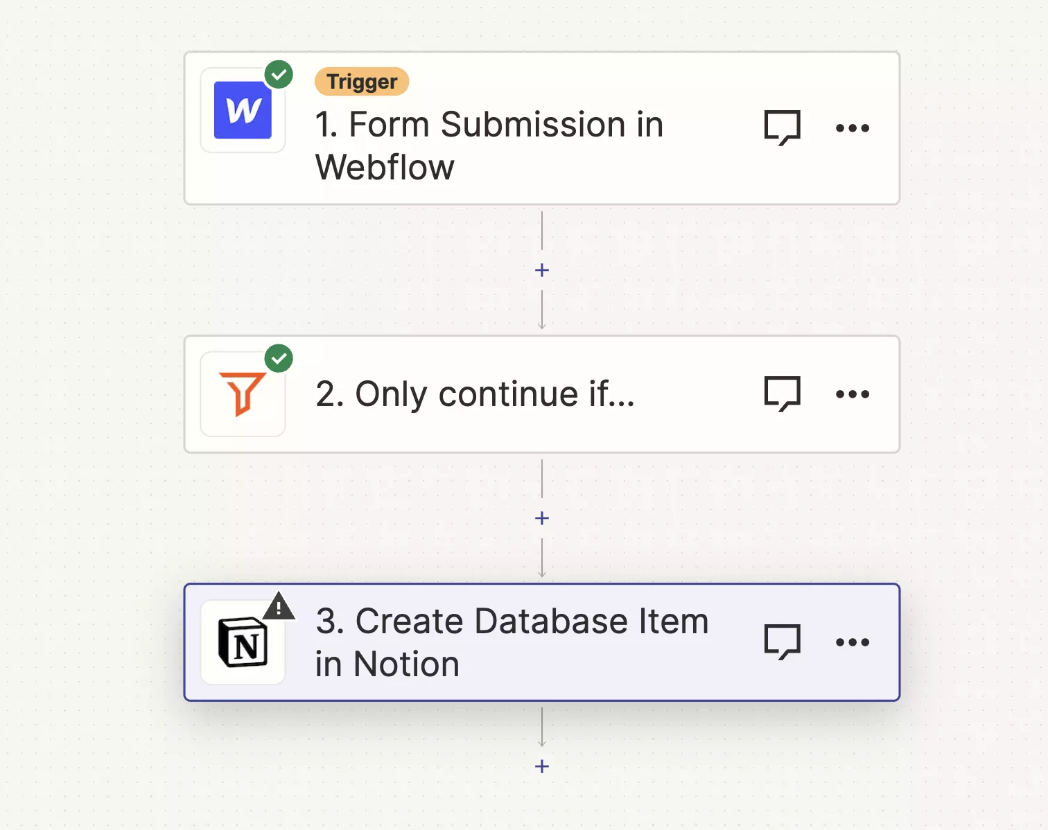 Zapier - Webflow to Notion