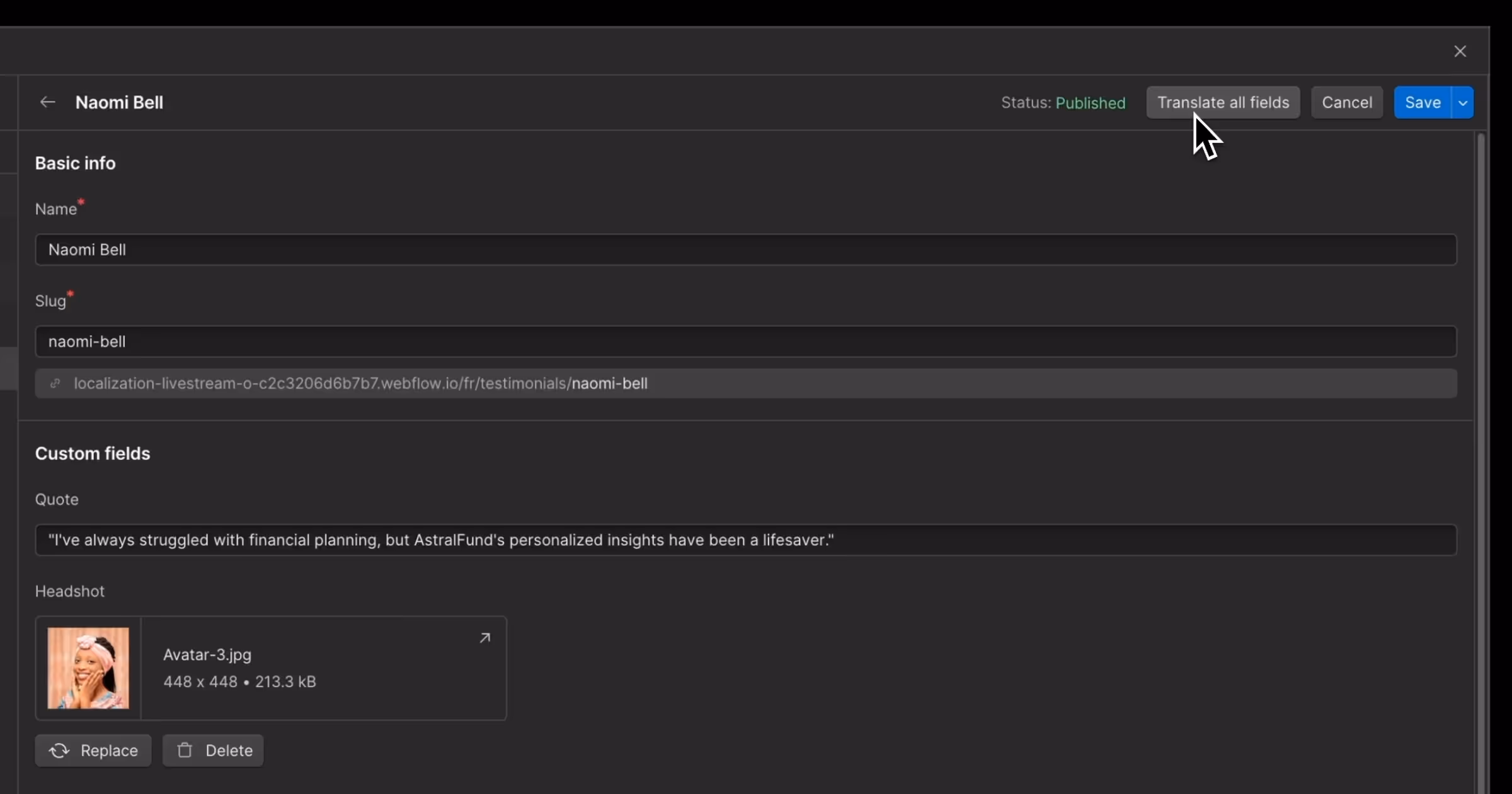 Webflow CMS Übersetzungen