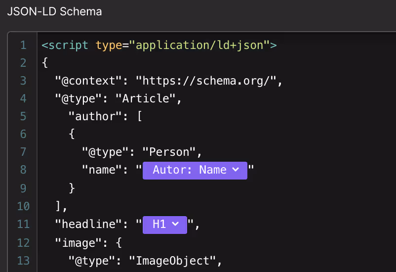 JSON-LD Feld in Webflow