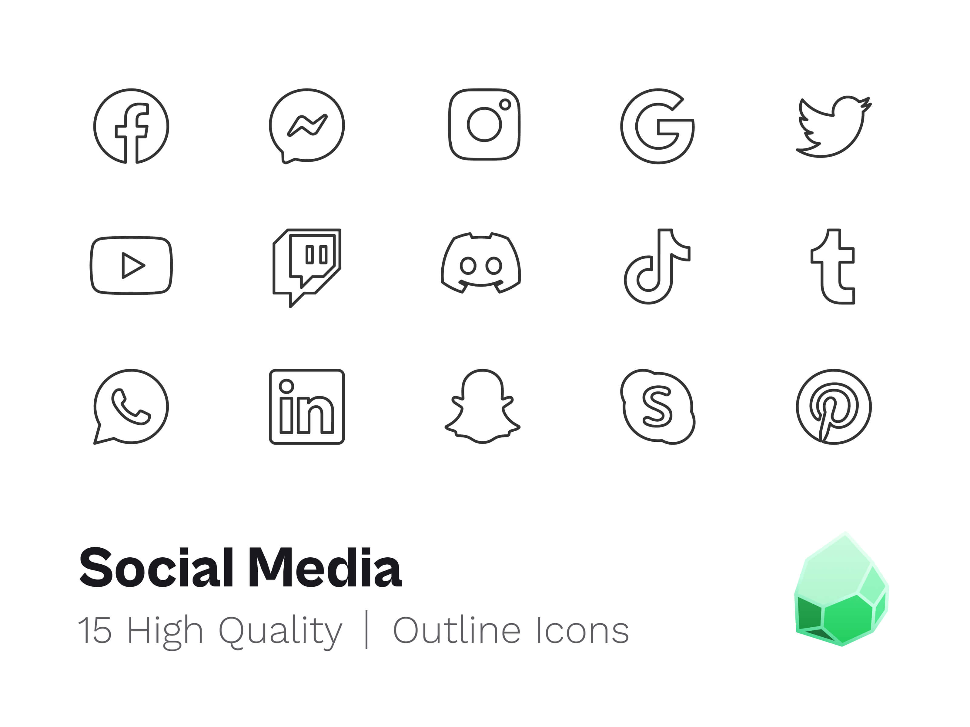 a white background with black and green social media icons
