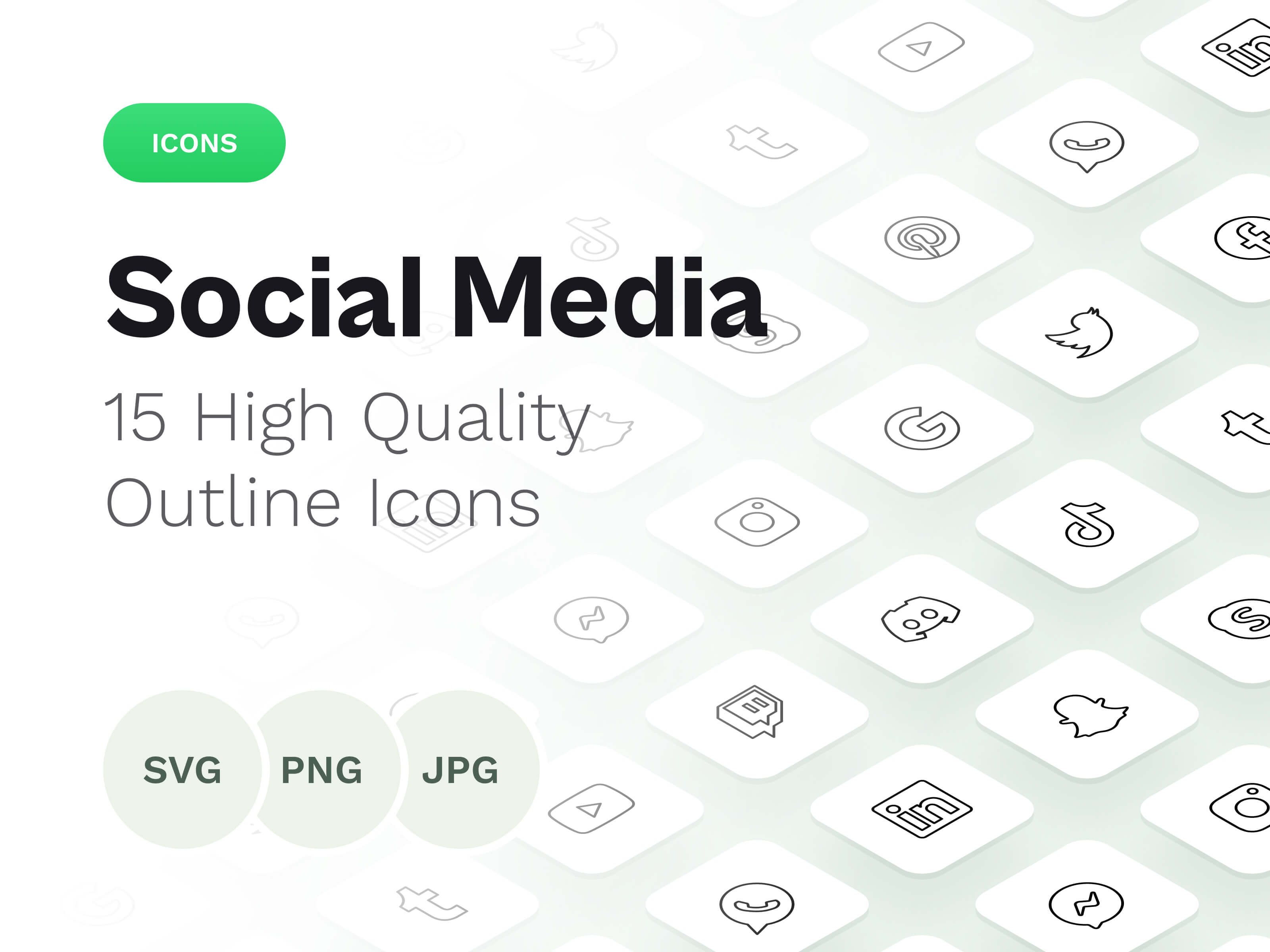 a white background with black and green social media icons