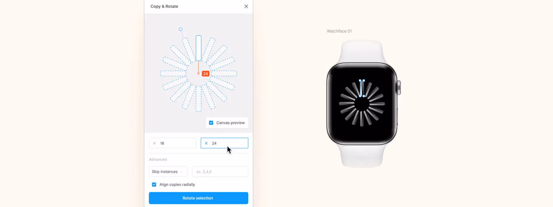 Copy & Rotate : Créez des motifs circulaires et des menus radiaux dans Figma