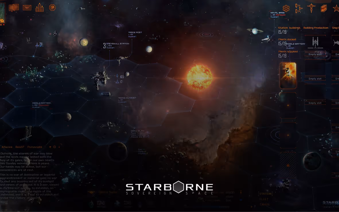 Capture d'écran de Starborne: Sovereign Space - Interface et design UX/UI