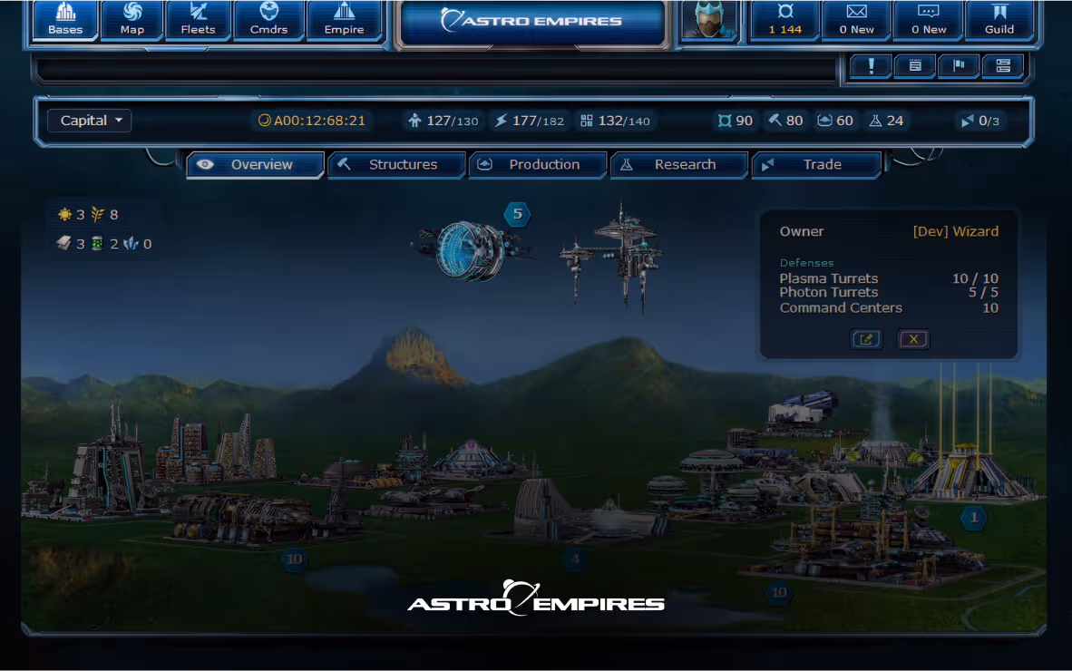 Capture d'écran de Astro Empires - Interface et design UX/UI