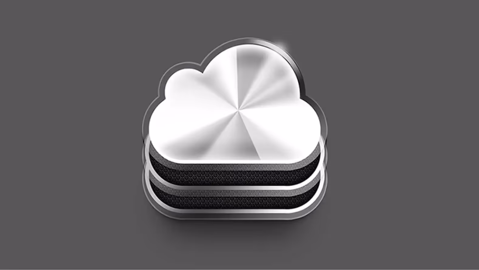 a white cloud shaped app icon on a gray background