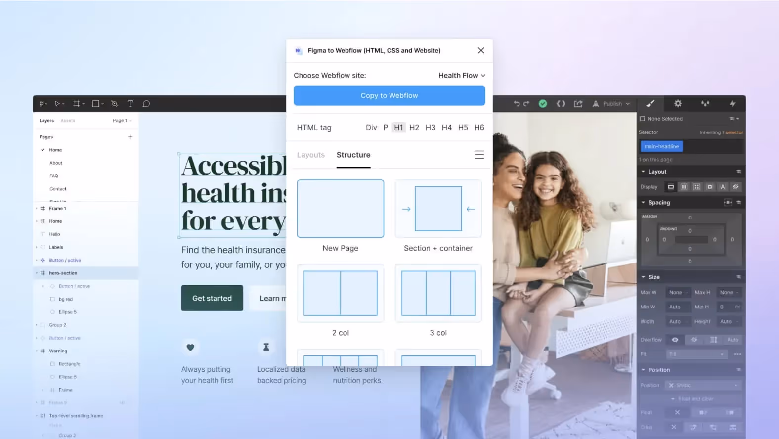 Figma to Webflow plugin highlight