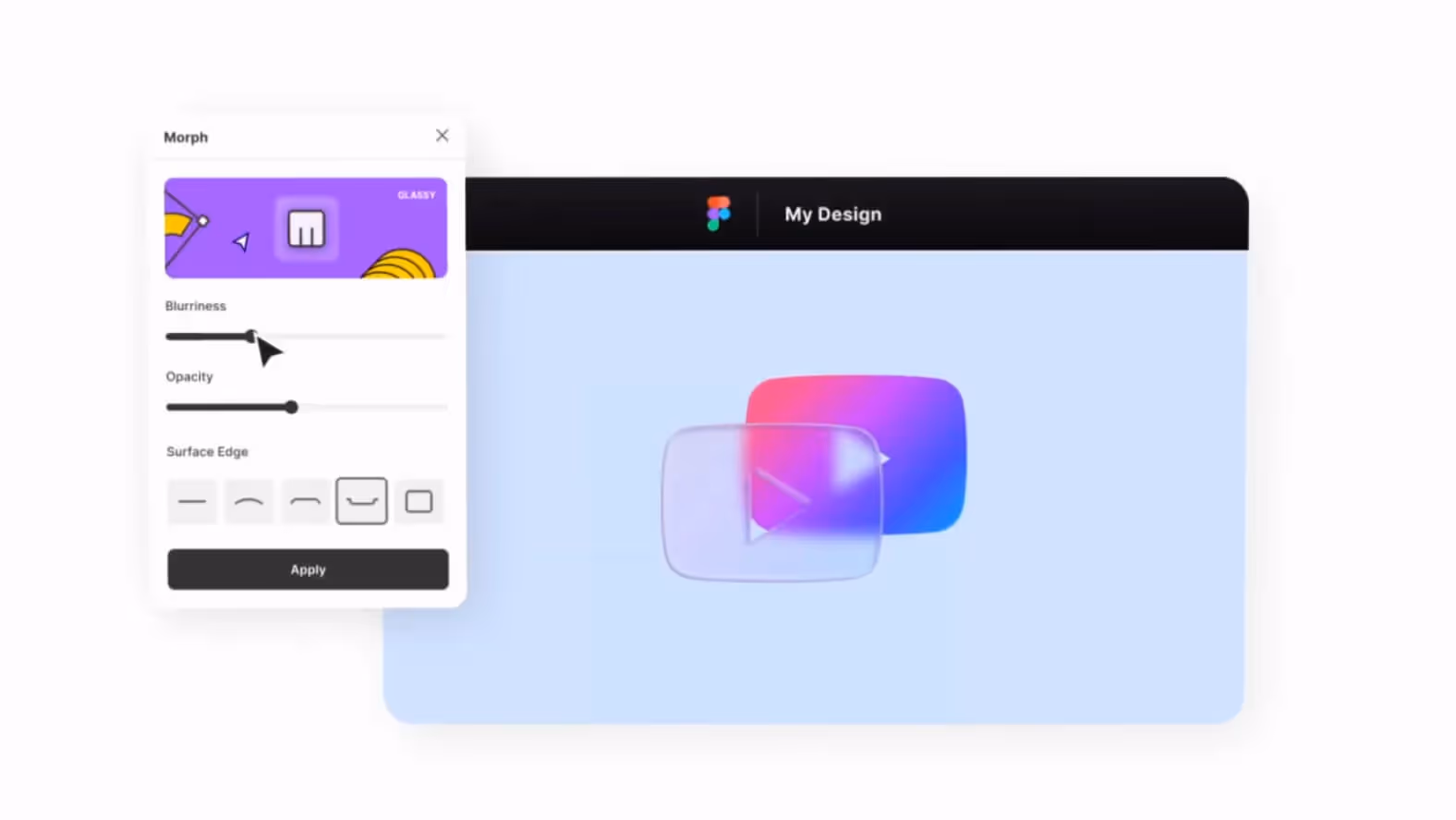 Morph Plugin glassy effect selected