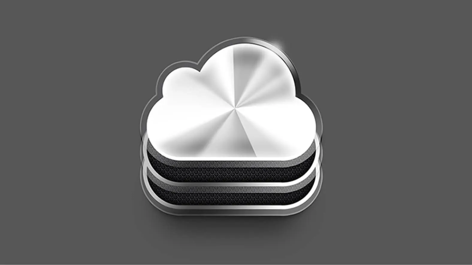 a white cloud shaped app icon on a gray background