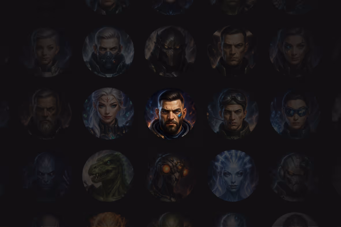 Capture d'écran de 48 avatars d'astro nova - Interface et design UX/UI